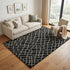 5' X 8' Black And Ivory Wool Geometric Hand Tufted Area Rug