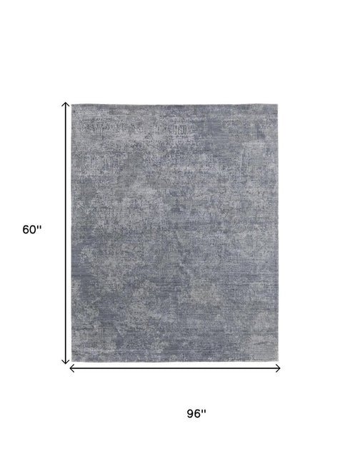 5' X 8' Blue And Gray Ombre Hand Woven Area Rug