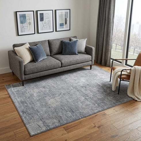 5' X 8' Blue And Gray Ombre Hand Woven Area Rug