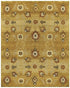5' X 8' Gold Tan And Red Wool Floral Hand Knotted Area Rug