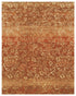 9' X 12' Red Orange And Gold Wool Floral Hand Knotted Area Rug