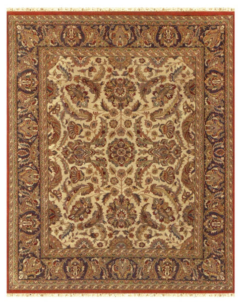 5' X 8' Brown Tan And Red Wool Oriental Hand Knotted Area Rug With Fringe