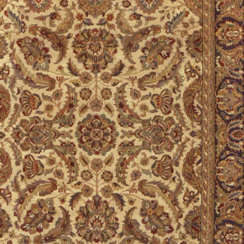5' X 8' Brown Tan And Red Wool Oriental Hand Knotted Area Rug With Fringe