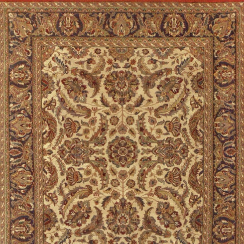 5' X 8' Brown Tan And Red Wool Oriental Hand Knotted Area Rug With Fringe