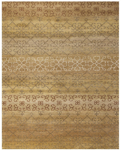5' X 8' Brown And Tan Wool Geometric Hand Knotted Area Rug