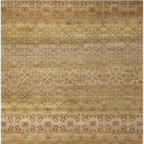 5' X 8' Brown And Tan Wool Geometric Hand Knotted Area Rug