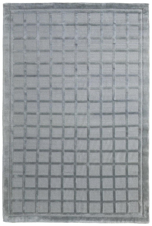 8' X 10' Gray And Blue Wool Geometric Hand Knotted Area Rug