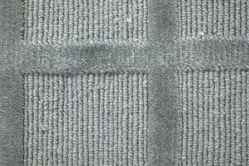 8' X 10' Gray And Blue Wool Geometric Hand Knotted Area Rug
