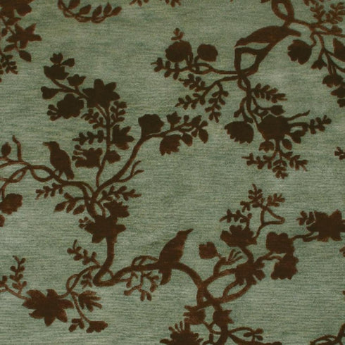 9' X 12' Brown And Silver Wool Floral Hand Knotted Area Rug