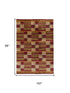 9' X 12' Gold Green And Red Striped Hand Knotted Area Rug