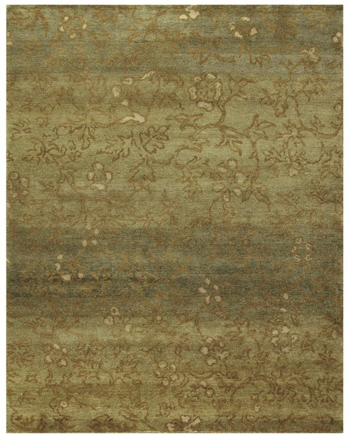 9' X 12' Red Orange And Gold Wool Floral Hand Knotted Area Rug