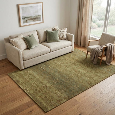 9' X 12' Red Orange And Gold Wool Floral Hand Knotted Area Rug