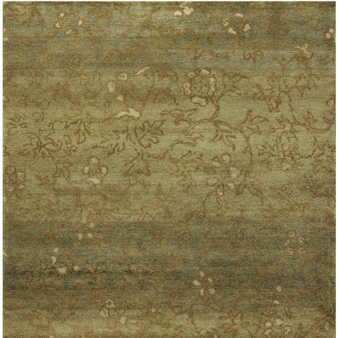 9' X 12' Red Orange And Gold Wool Floral Hand Knotted Area Rug