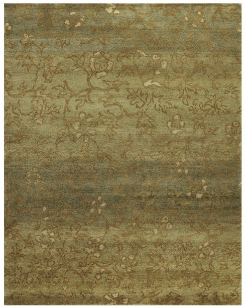 9' X 12' Red Orange And Gold Wool Floral Hand Knotted Area Rug