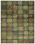 8' X 10' Yellow Green And Orange Floral Hand Knotted Area Rug