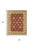 5' X 8' Red And Gold Wool Oriental Hand Knotted Area Rug