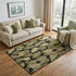 5' X 8' Black Green And Ivory Floral Hand Knotted Area Rug