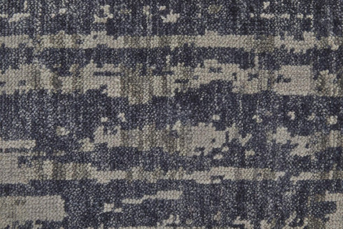 5' X 8' Blue Gray And Taupe Wool Abstract Hand Knotted Area Rug
