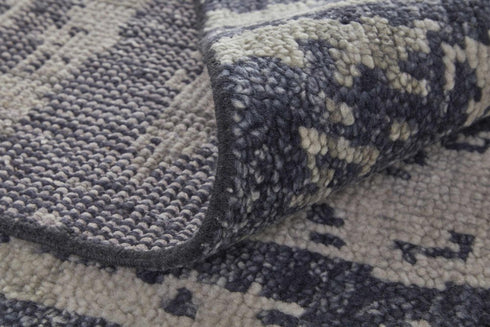 5' X 8' Blue Gray And Taupe Wool Abstract Hand Knotted Area Rug
