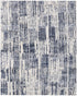 5' X 8' Ivory And Blue Wool Abstract Hand Knotted Area Rug With Fringe