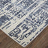 5' X 8' Ivory And Blue Wool Abstract Hand Knotted Area Rug With Fringe