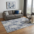 5' X 8' Ivory And Blue Wool Abstract Hand Knotted Area Rug With Fringe