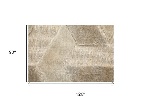 8' X 11' Ivory And Silver Geometric Area Rug