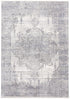 8' Gray Ivory And Taupe Oriental Area Rug With Fringe