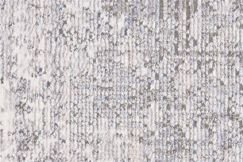 8' Gray Ivory And Taupe Oriental Area Rug With Fringe