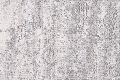 8' Gray Ivory And Taupe Oriental Area Rug With Fringe