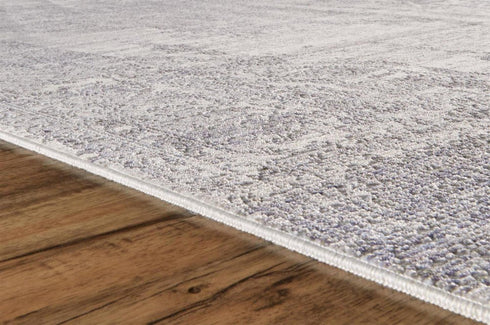8' Gray Ivory And Taupe Oriental Area Rug With Fringe