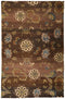 9' X 12' Brown Tan And Green Wool Floral Hand Knotted Area Rug