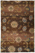 9' X 12' Brown Tan And Green Wool Floral Hand Knotted Area Rug