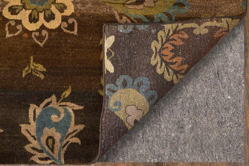 9' X 12' Brown Tan And Green Wool Floral Hand Knotted Area Rug
