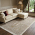 8' X 11' Ivory Taupe And Gold Floral Area Rug With Fringe