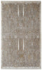 8' X 11' Ivory Taupe And Gold Floral Area Rug With Fringe