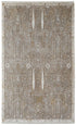 8' X 11' Ivory Taupe And Gold Floral Area Rug With Fringe