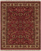 8' X 10' Red Ivory And Gold Wool Oriental Hand Knotted Area Rug With Fringe