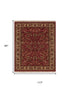 8' X 10' Red Ivory And Gold Wool Oriental Hand Knotted Area Rug With Fringe