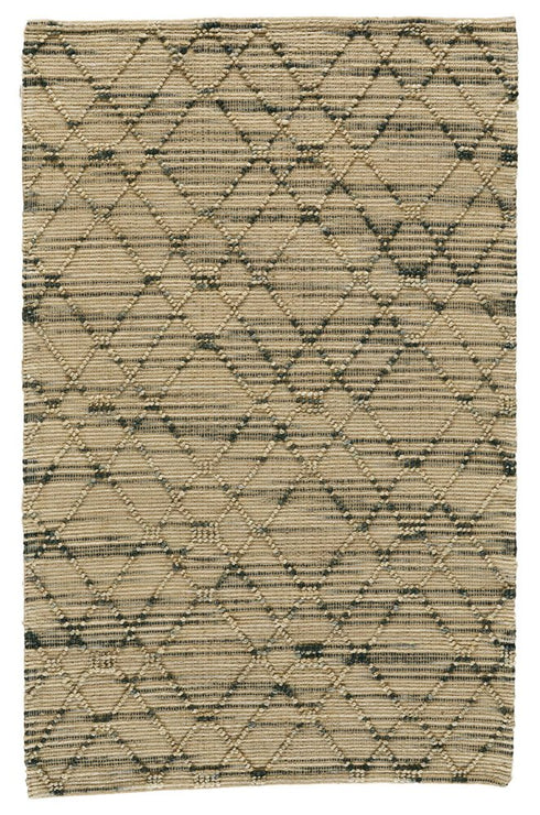 8' X 10' Tan And Blue Jute Argyle Hand Knotted Area Rug