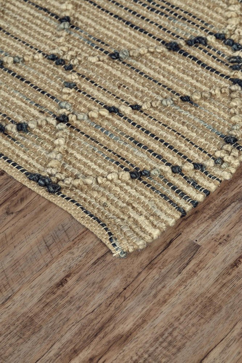 8' X 10' Tan And Blue Jute Argyle Hand Knotted Area Rug