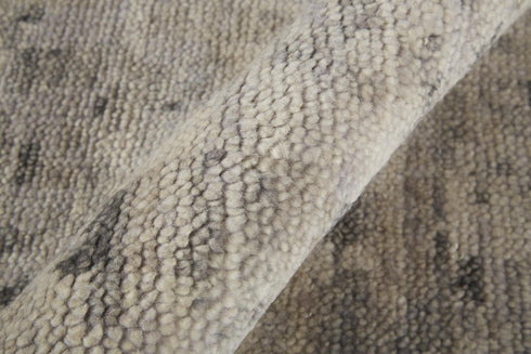 8' X 10' Ivory And Gray Wool Abstract Hand Knotted Area Rug