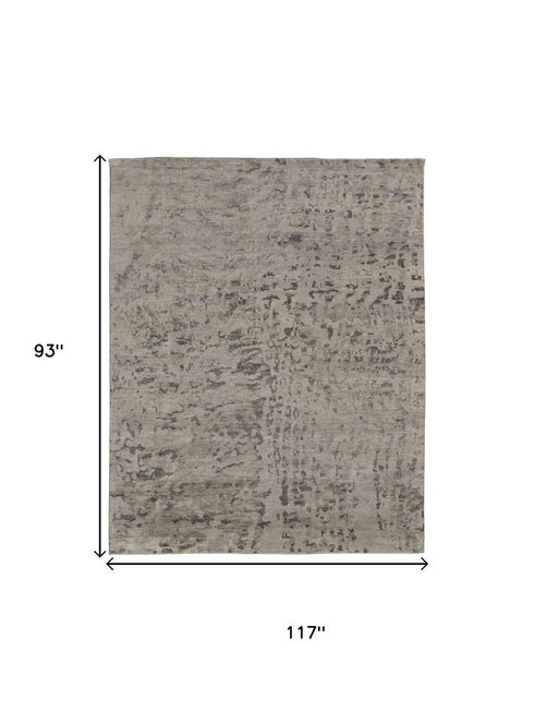 8' X 10' Ivory And Gray Wool Abstract Hand Knotted Area Rug