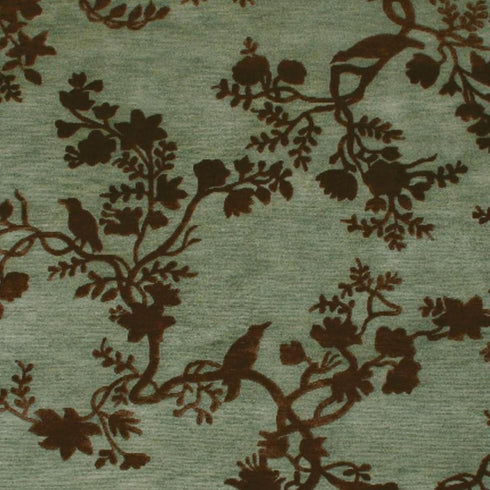9' X 12' Brown And Silver Wool Floral Hand Knotted Area Rug