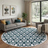 8' Blue Green And White Geometric Round Rug