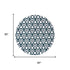 8' Blue Green And White Geometric Round Rug