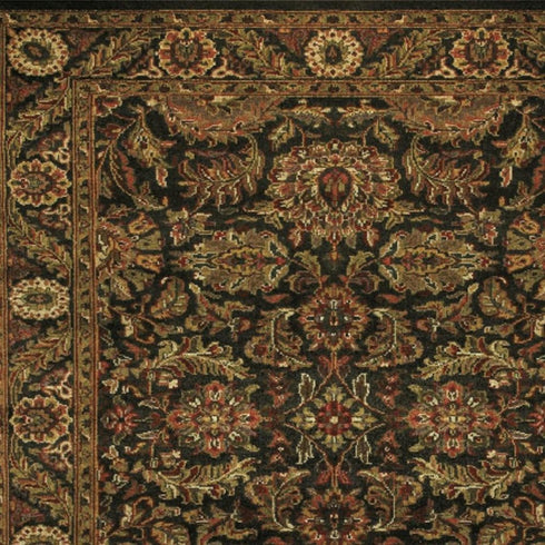 8' X 10' Taupe Green And Red Wool Oriental Hand Knotted Area Rug With Fringe