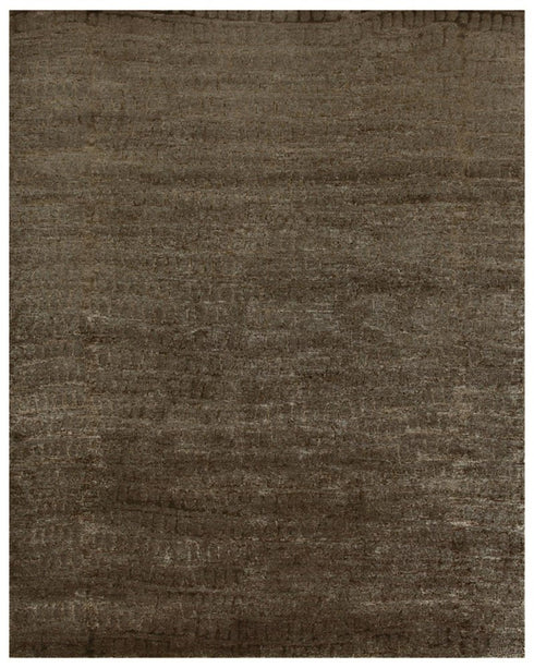 8' X 10' Brown And Black Abstract Hand Knotted Area Rug