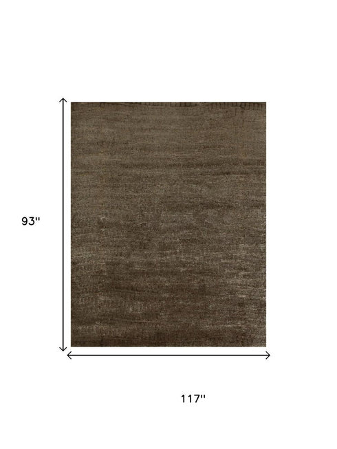 8' X 10' Brown And Black Abstract Hand Knotted Area Rug