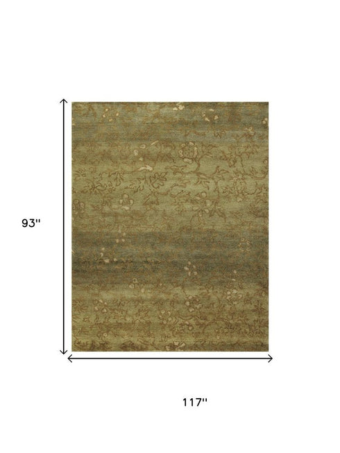 9' X 12' Red Orange And Gold Wool Floral Hand Knotted Area Rug